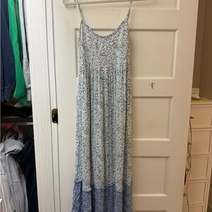 Hippie Rose Blue and White Floral Maxi Dress
